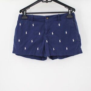 Polo ralph Lauren shorts women's 4 Embroidered white Pony Logo navy cotton